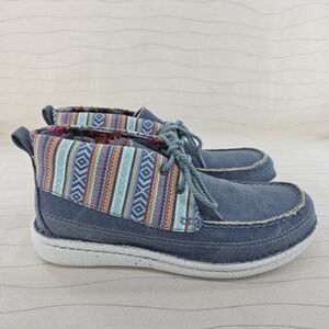 Justin Boots Womens Breezy Denim Moc Blue Western Cowgirl Shoes Size 8M EUC